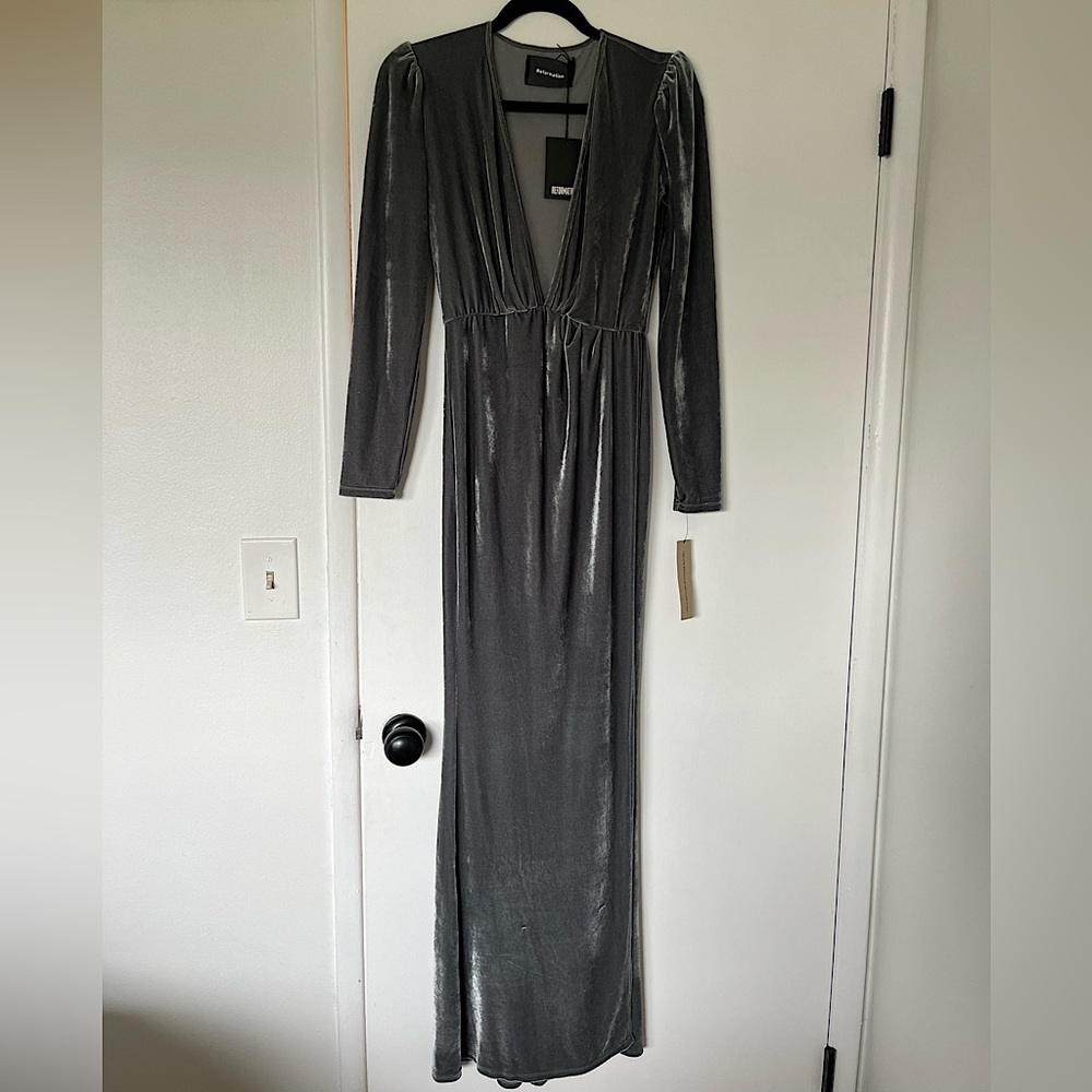 Reformation Long Velvet Dress NWT